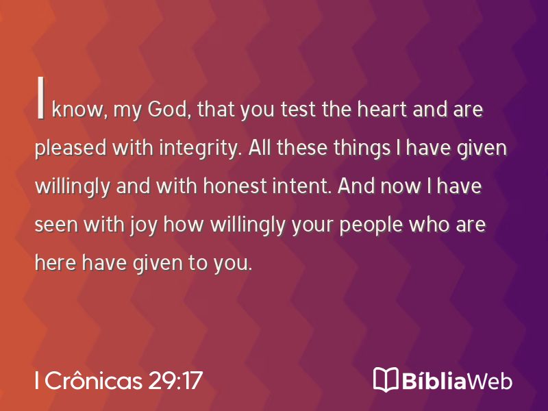 I Crônicas 29:17 em imagem para compartilhar