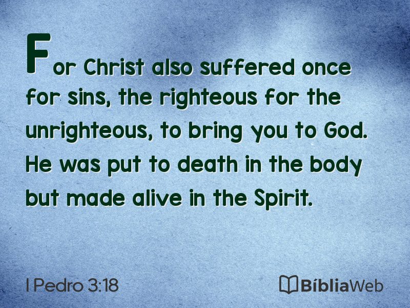 I Pedro 3:18 em imagem para compartilhar