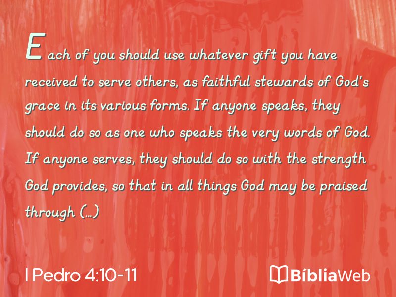 I Pedro 4:10-11 em imagem para compartilhar