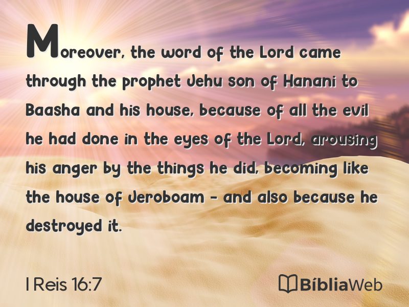 I Reis 16:7 em imagem para compartilhar