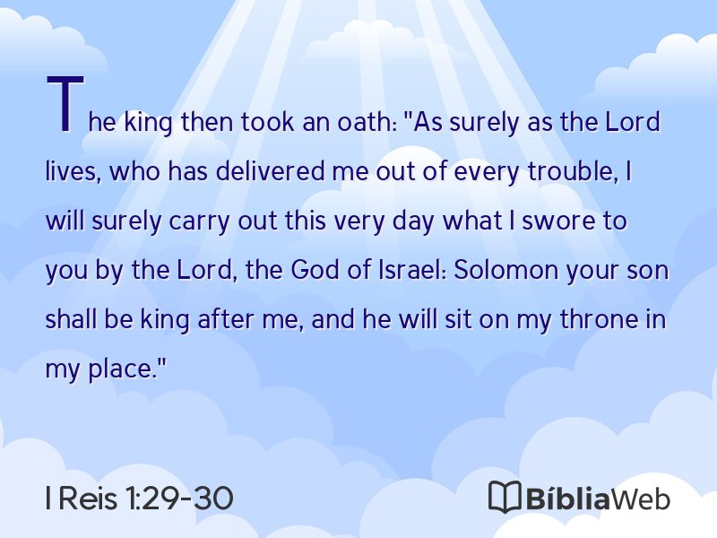 I Reis 1:29-30 em imagem para compartilhar