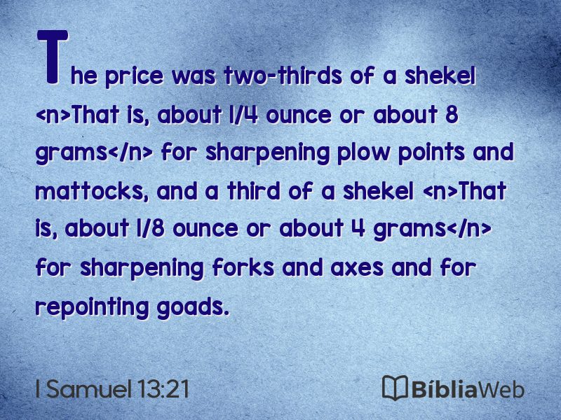 I Samuel 13:21 em imagem para compartilhar