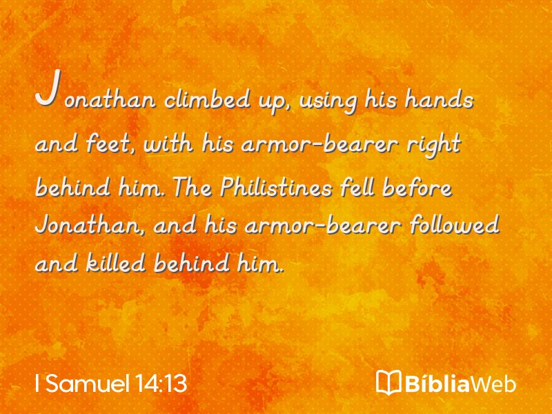 I Samuel 14:13 em imagem para compartilhar