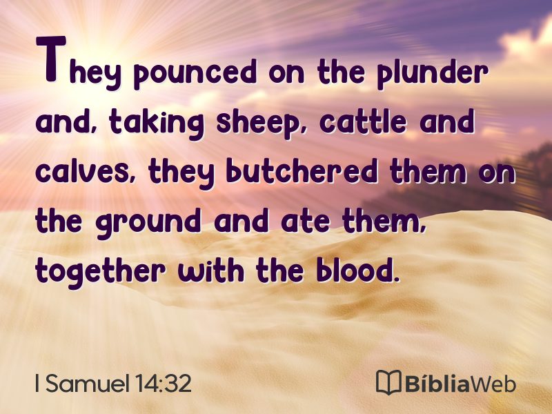 I Samuel 14:32 em imagem para compartilhar