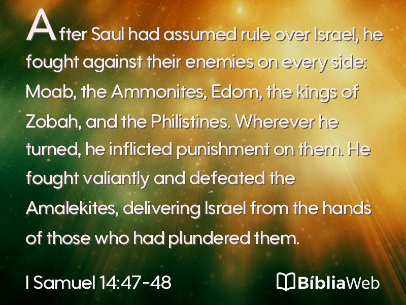 I Samuel 14:47-48 em imagem para compartilhar