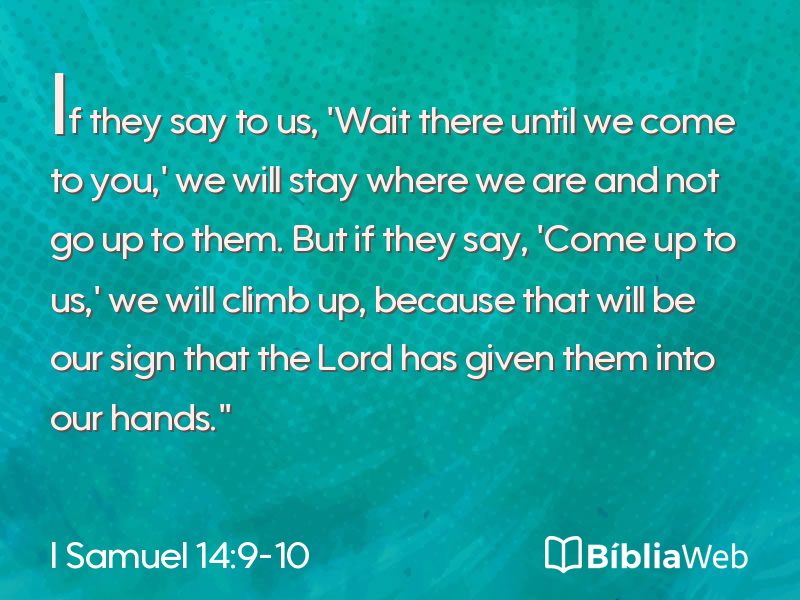 I Samuel 14:9-10 em imagem para compartilhar