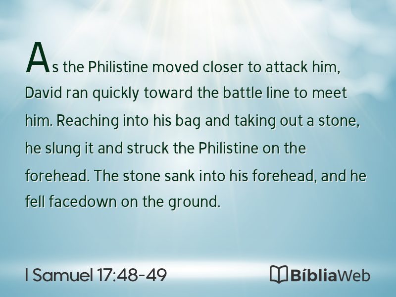 I Samuel 17:48-49 em imagem para compartilhar