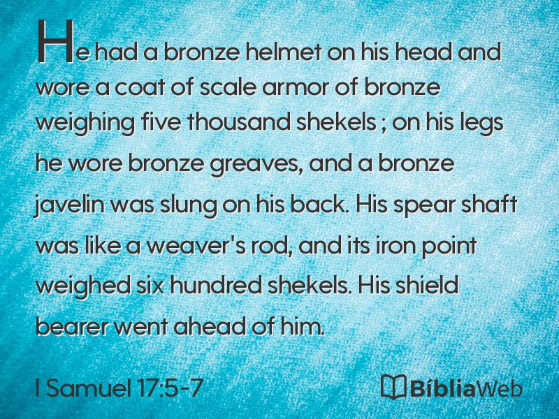 I Samuel 17:5-7 em imagem para compartilhar