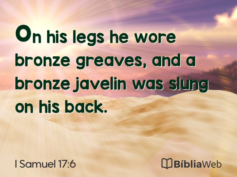 I Samuel 17:6 em imagem para compartilhar