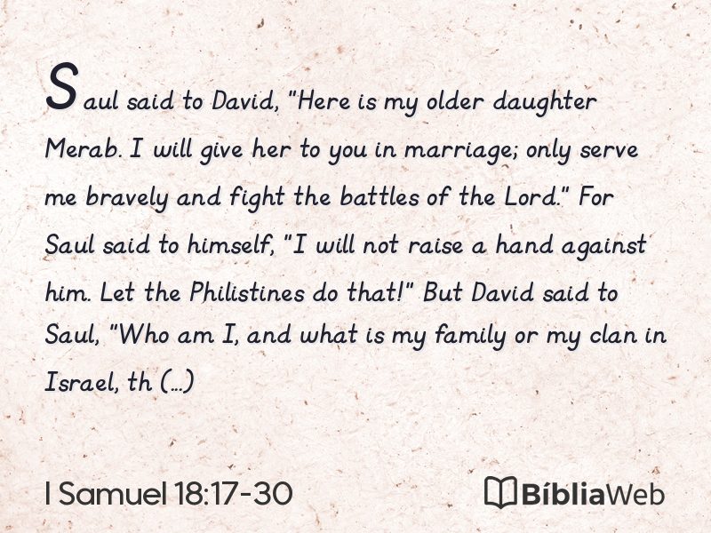 I Samuel 18:17-30 em imagem para compartilhar