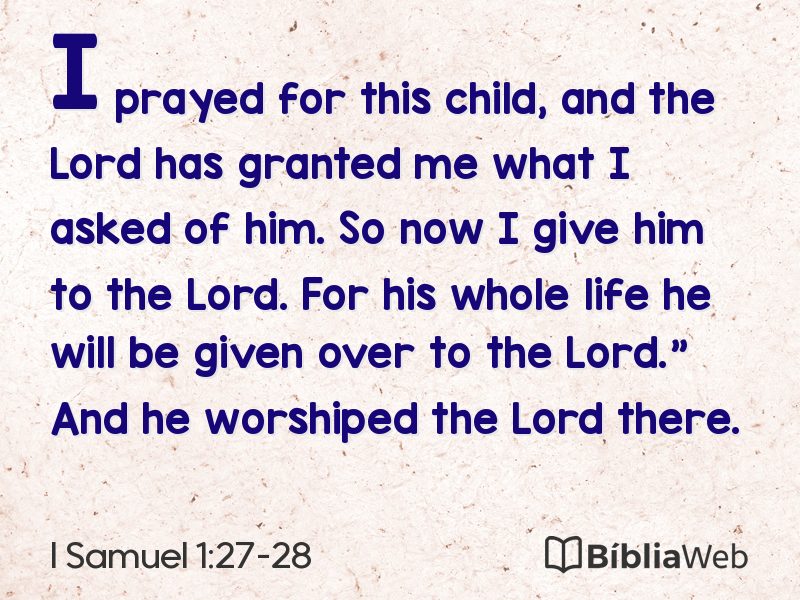 I Samuel 1:27-28 em imagem para compartilhar