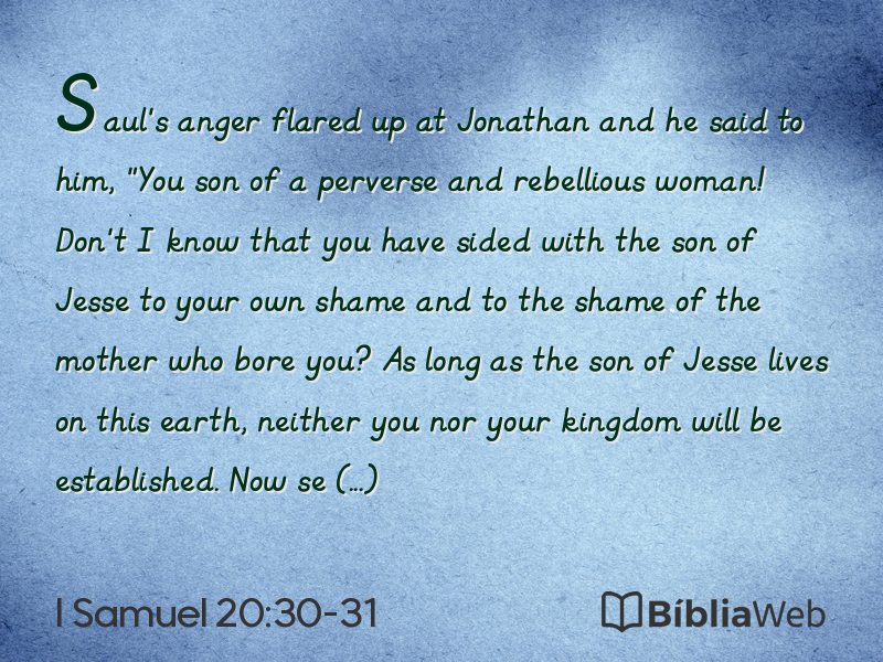 I Samuel 20:30-31 em imagem para compartilhar