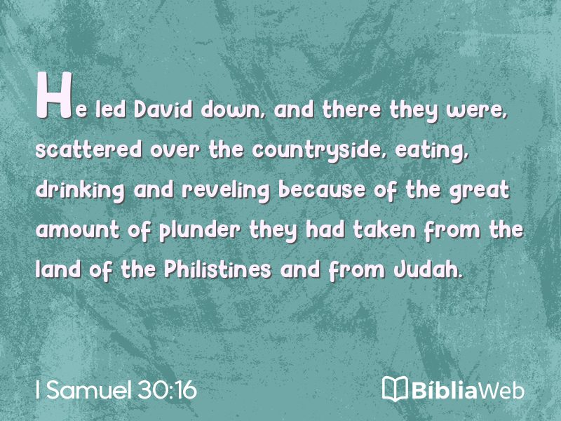 I Samuel 30:16 em imagem para compartilhar