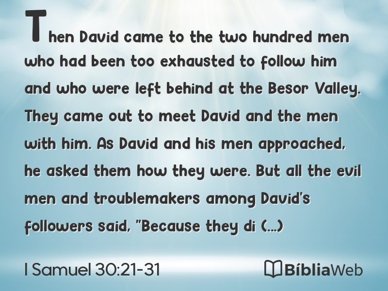I Samuel 30:21-31 em imagem para compartilhar