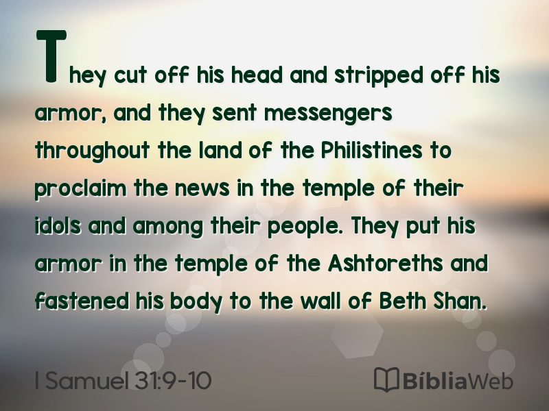 I Samuel 31:9-10 em imagem para compartilhar