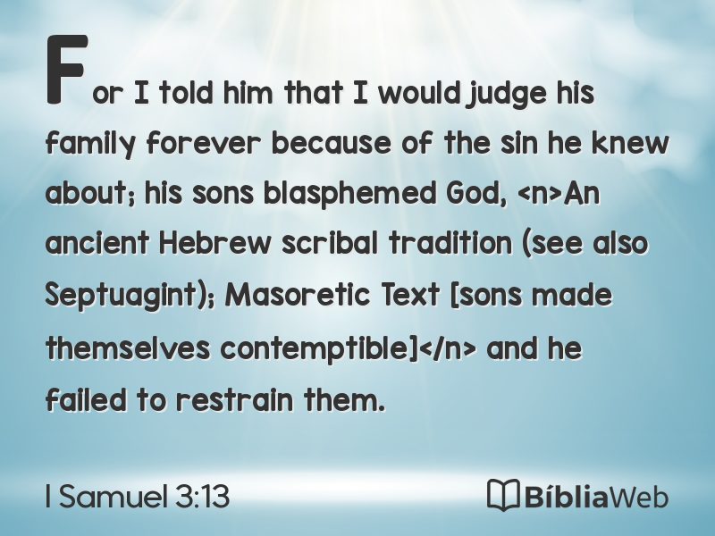 I Samuel 3:13 em imagem para compartilhar