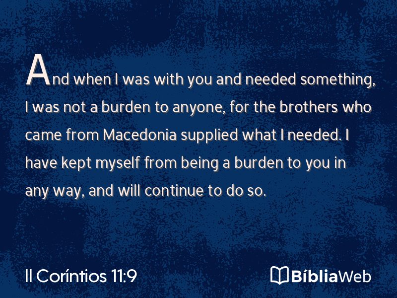 II Coríntios 11:9 em imagem para compartilhar