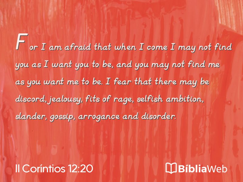II Coríntios 12:20 em imagem para compartilhar