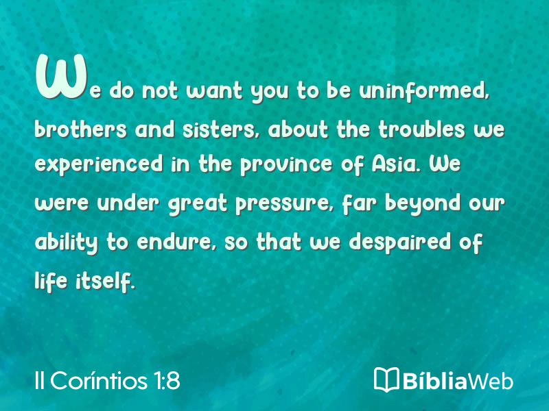 II Coríntios 1:8 em imagem para compartilhar