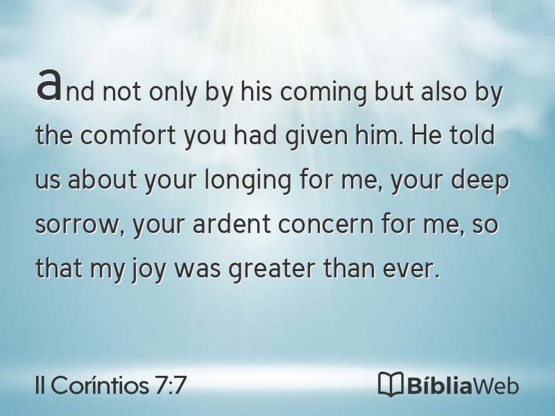 II Coríntios 7:7 em imagem para compartilhar