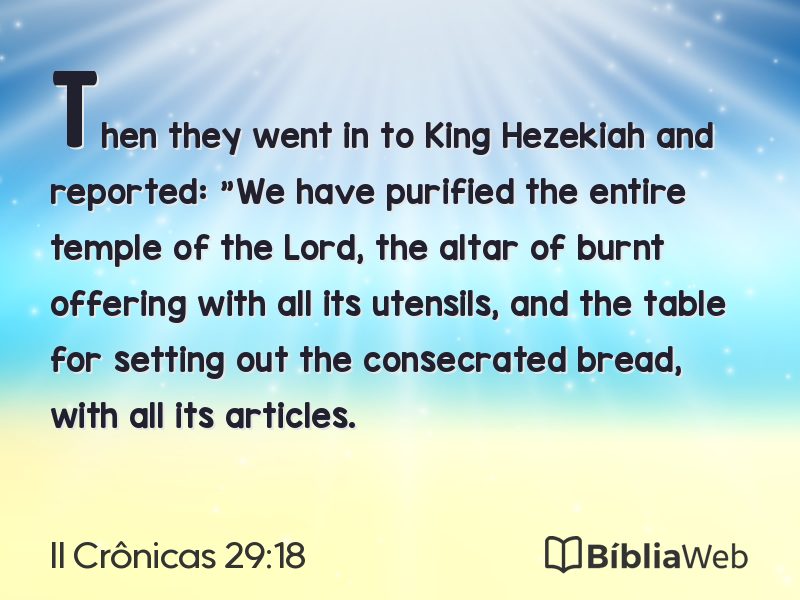 II Crônicas 29:18 em imagem para compartilhar