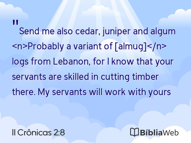 II Crônicas 2:8 em imagem para compartilhar
