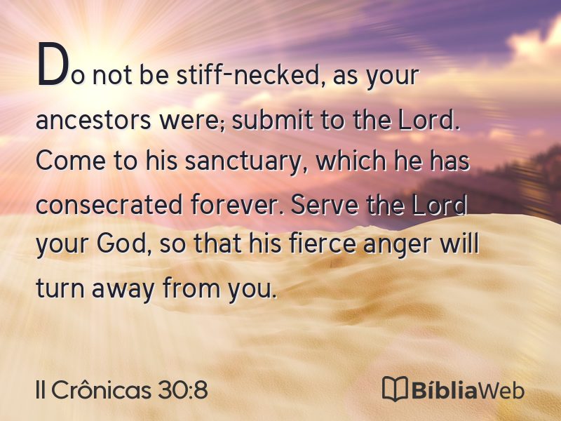 II Crônicas 30:8 em imagem para compartilhar