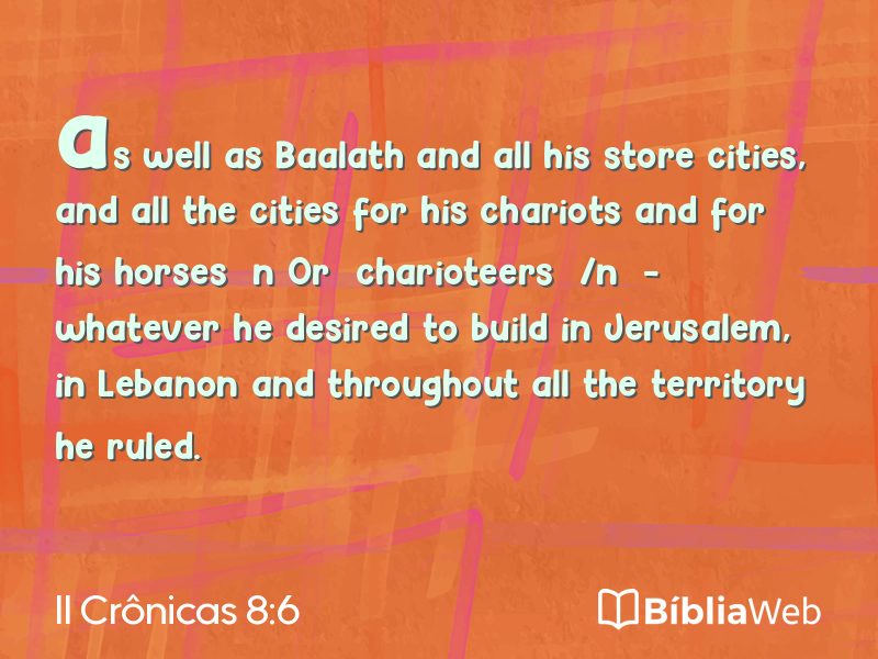 II Crônicas 8:6 em imagem para compartilhar