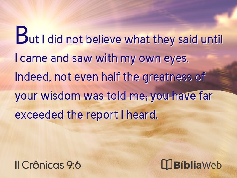II Crônicas 9:6 em imagem para compartilhar