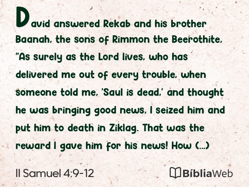 II Samuel 4:9-12 em imagem para compartilhar