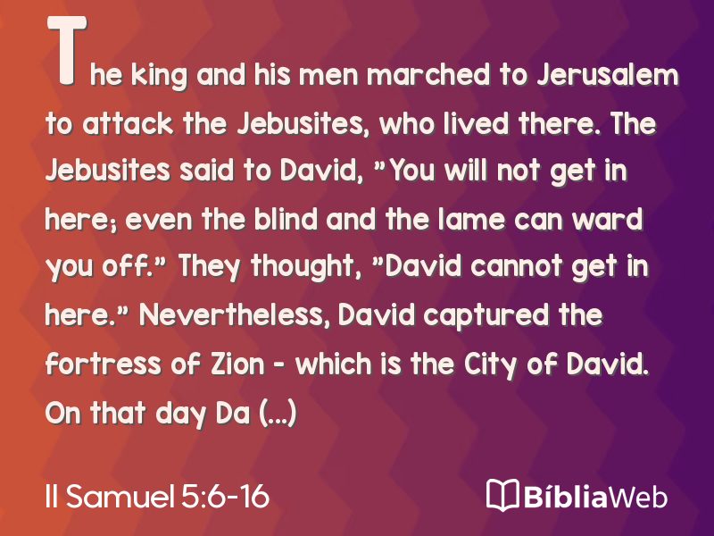 II Samuel 5:6-16 em imagem para compartilhar