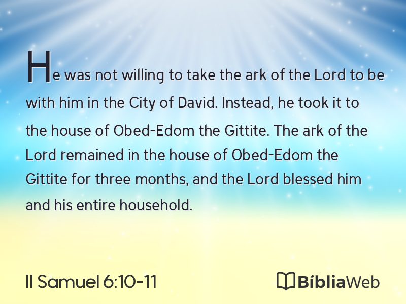 II Samuel 6:10-11 em imagem para compartilhar