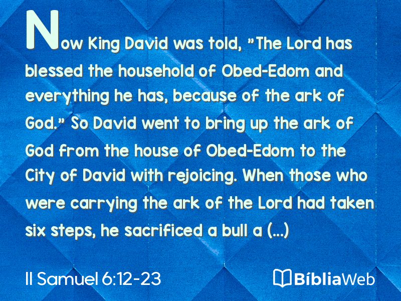 II Samuel 6:12-23 em imagem para compartilhar