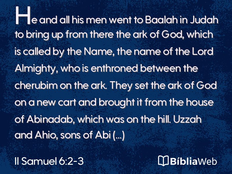 II Samuel 6:2-3 em imagem para compartilhar