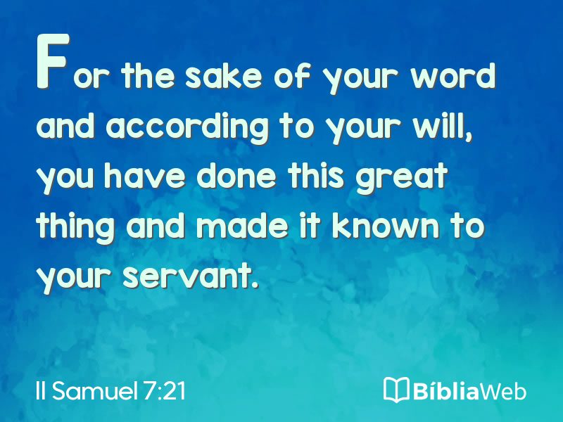 II Samuel 7:21 em imagem para compartilhar