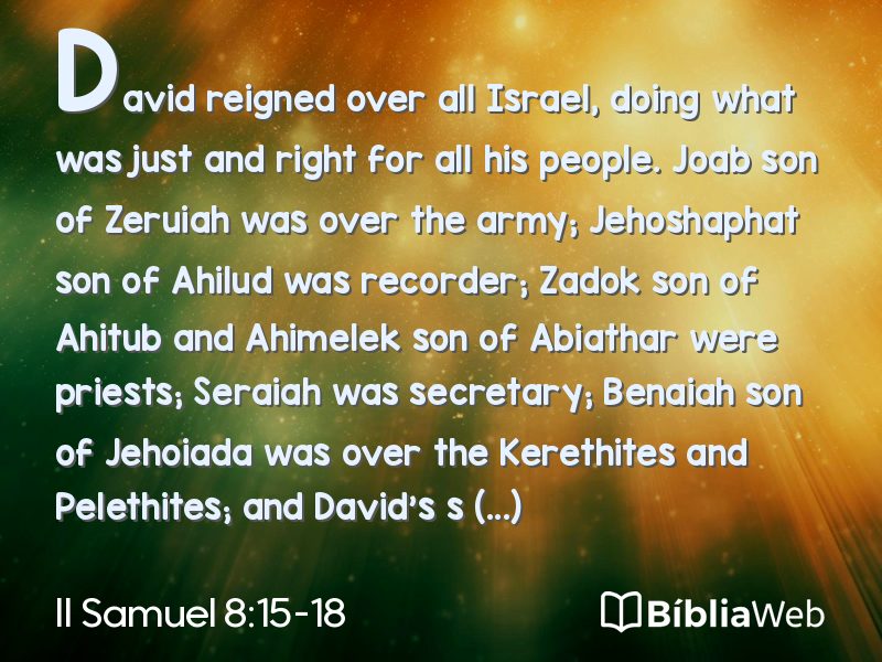 II Samuel 8:15-18 em imagem para compartilhar