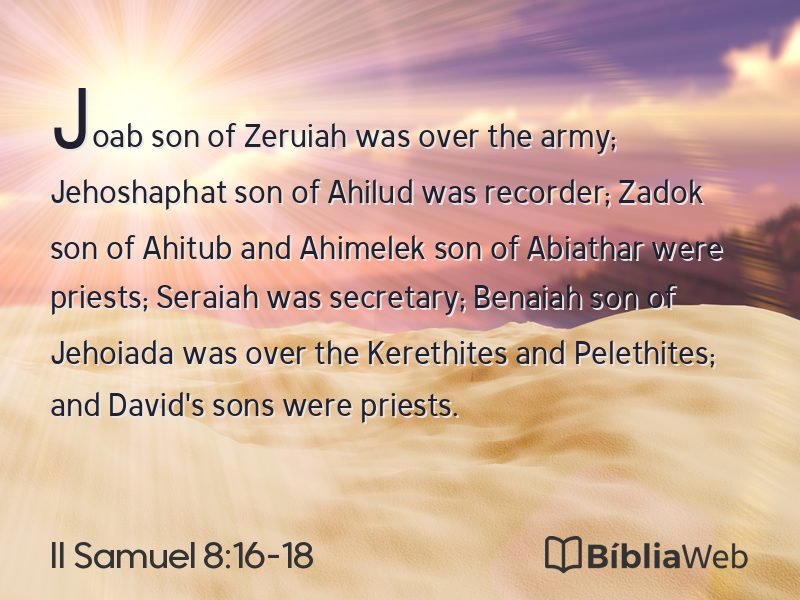 II Samuel 8:16-18 em imagem para compartilhar