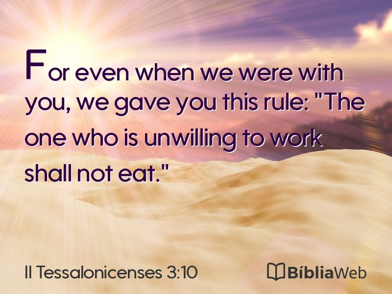 II Tessalonicenses 3:10 em imagem para compartilhar