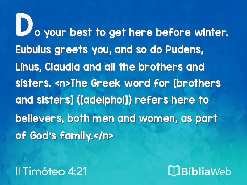 II Timóteo 4:21 em imagem para compartilhar
