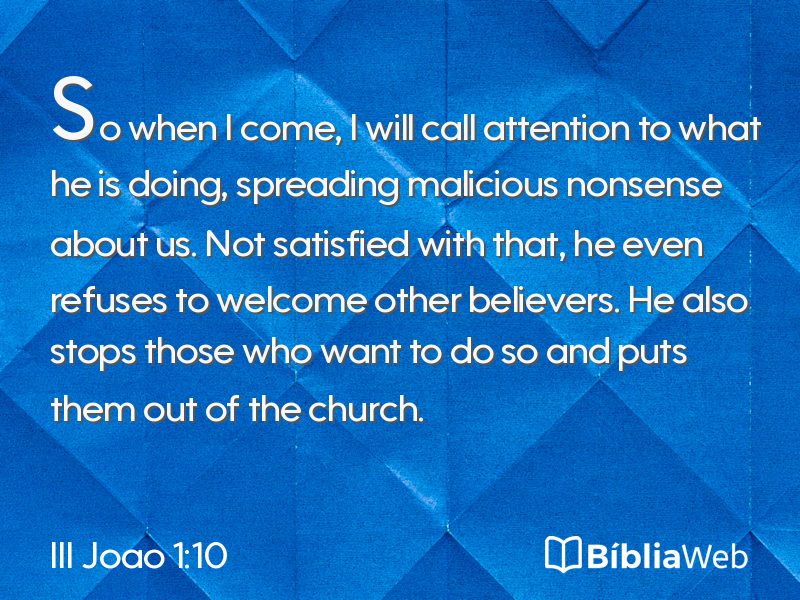 III Joao 1:10 em imagem para compartilhar