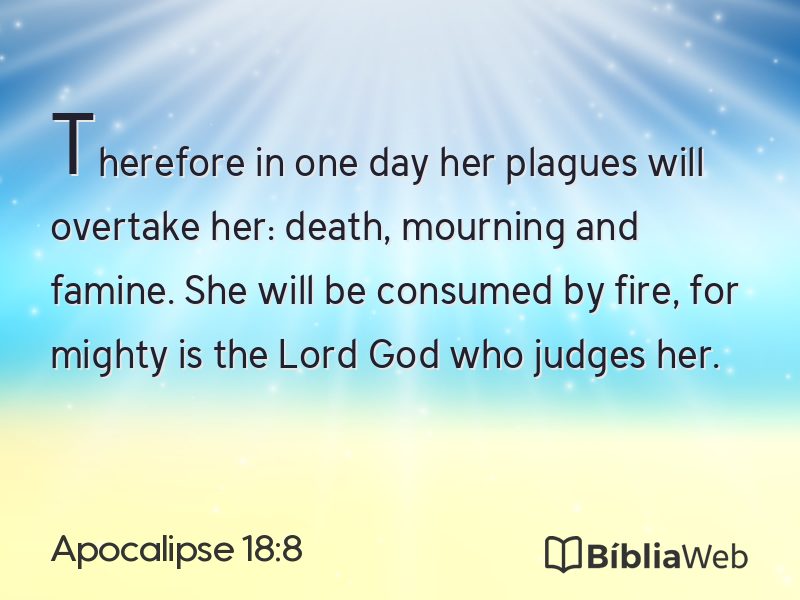 Apocalipse 18:8 em imagem para compartilhar