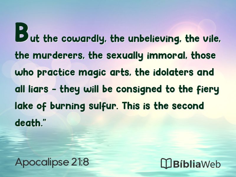 Apocalipse 21:8 em imagem para compartilhar