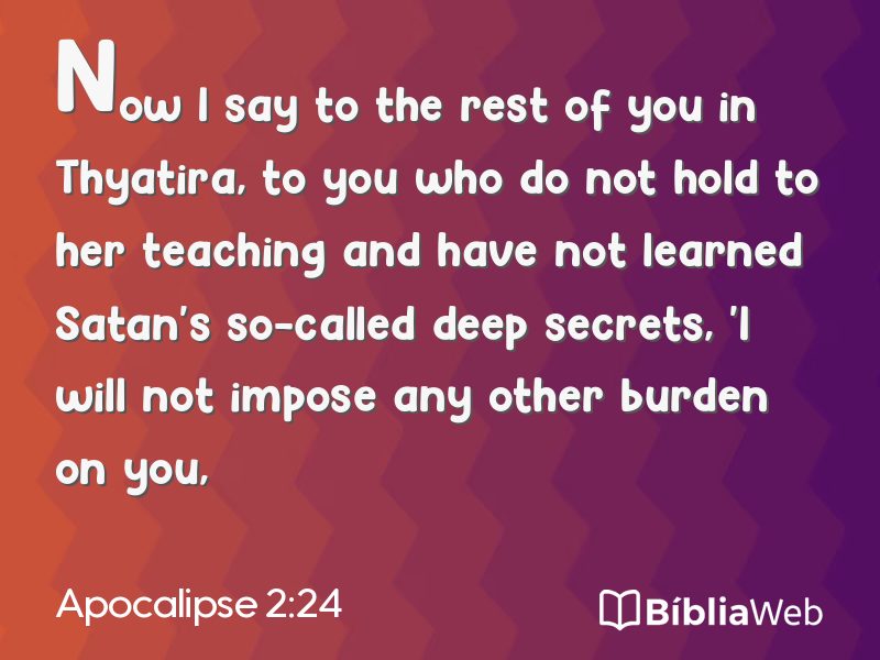 Apocalipse 2:24 em imagem para compartilhar
