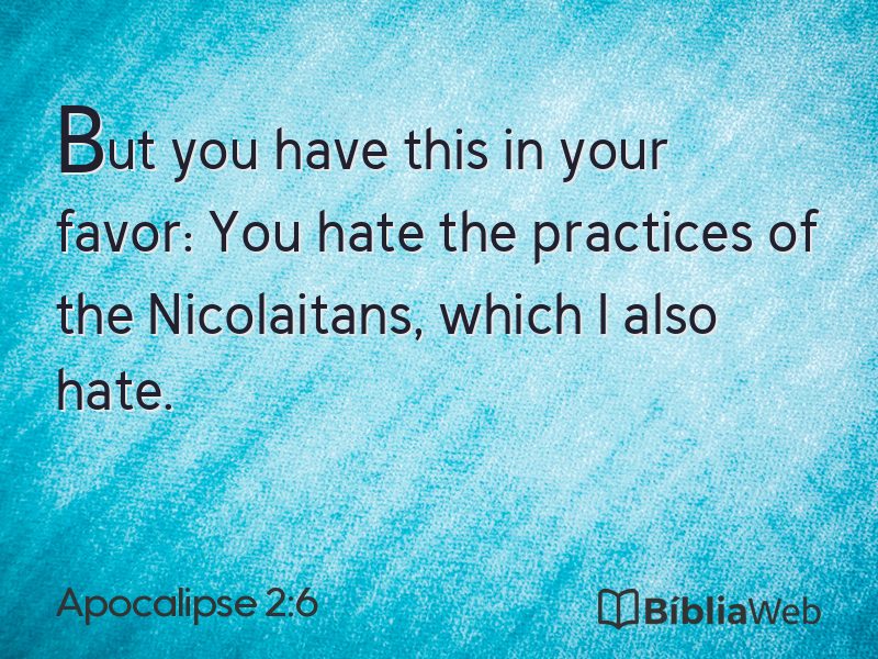 Apocalipse 2:6 em imagem para compartilhar