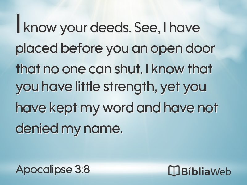 Apocalipse 3:8 em imagem para compartilhar
