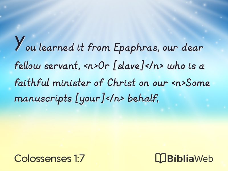 Colossenses 1:7 em imagem para compartilhar