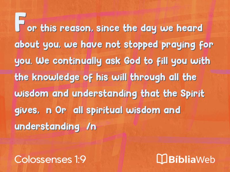 Colossenses 1:9 em imagem para compartilhar