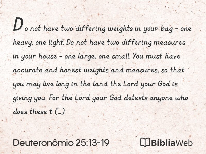 Deuteronômio 25:13-19 em imagem para compartilhar