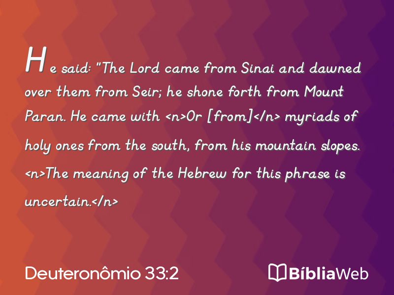 Deuteronômio 33:2 em imagem para compartilhar