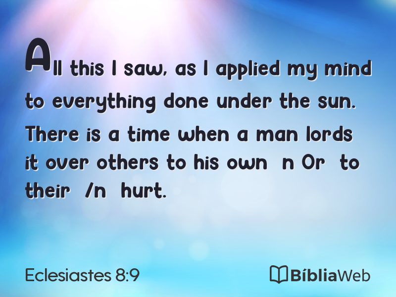 Eclesiastes 8:9 em imagem para compartilhar